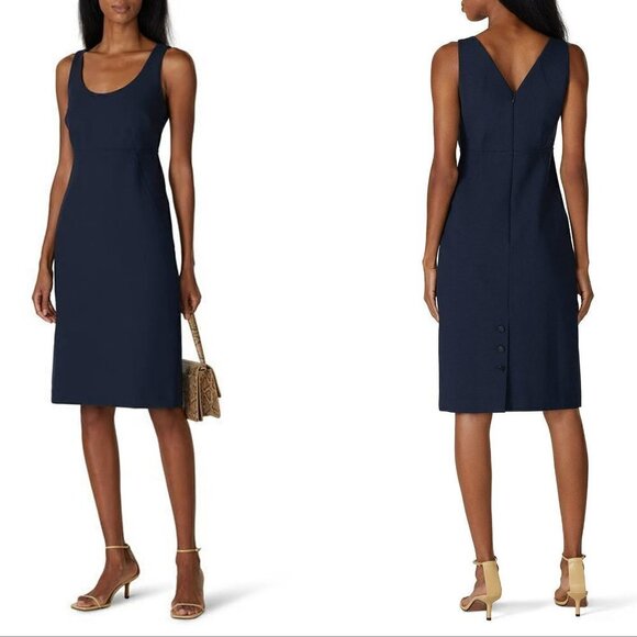 Club Monaco Dresses & Skirts - Club Monaco Button Back Vent navy blue shift dress sheath midi career new 8